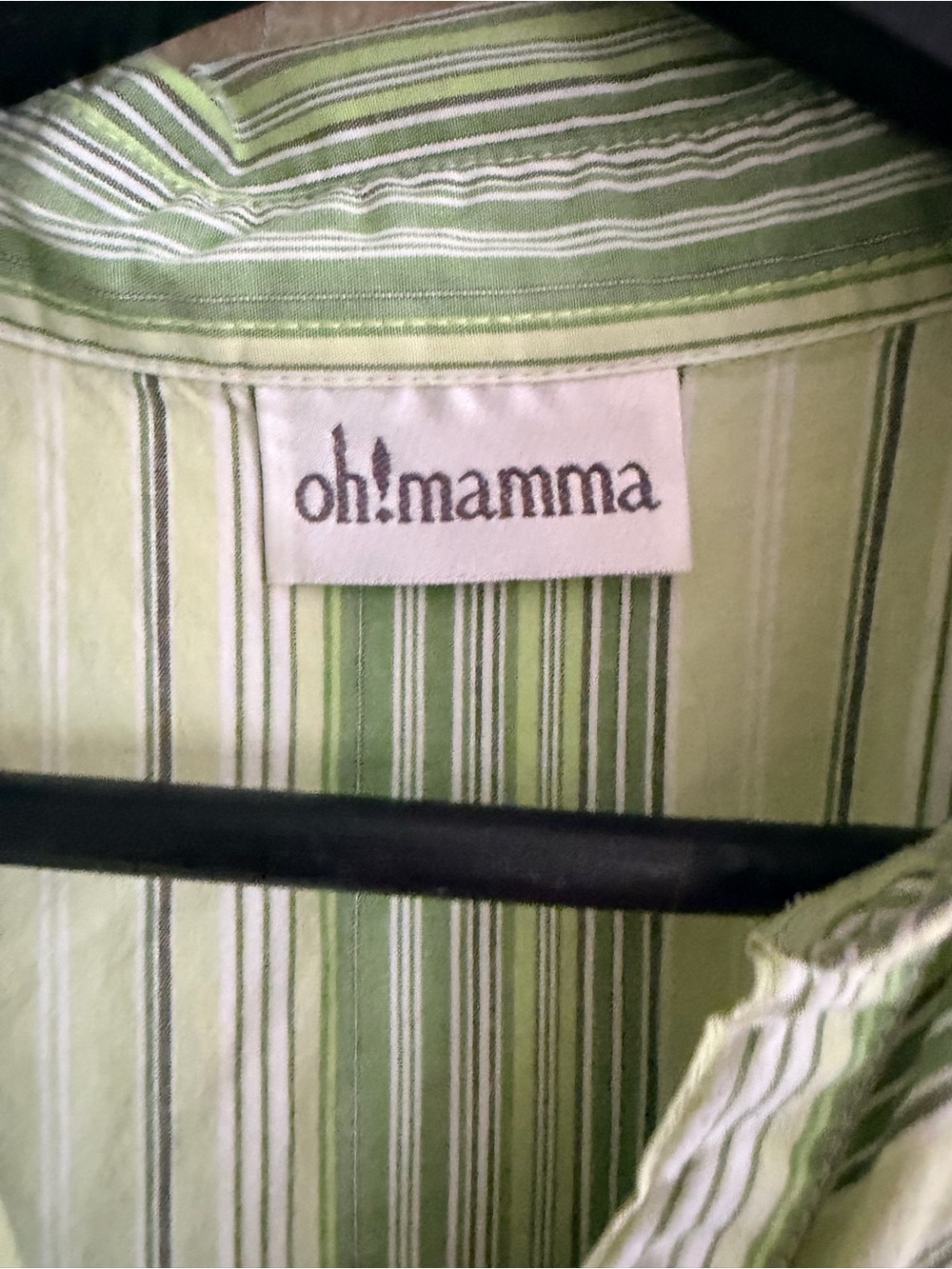 Oh! Mamma Maturity Light Green and White Striped Button-Up Shirt - Picture 2 of 5